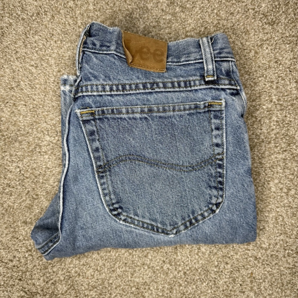 Vintage Lee Jeans Men's 31x30 (Tag 33x30) Denim Straight Leg Distressed - Picture 9 of 14